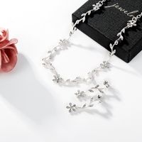 Elegant Leaf Alloy Inlay Rhinestones Silver Plated Women's Earrings Necklace main image 2