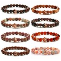 Casual Retro Crown Beaded Agate Copper Inlay Artificial Diamond Bracelets main image 5
