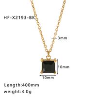 Simple Style Square Stainless Steel Titanium Steel Inlay Zircon Pendant Necklace sku image 2