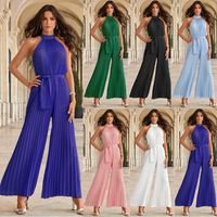 Women's Holiday Retro Classic Style Solid Color Ankle-length Jumpsuits sku image 1
