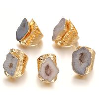Classic Style Commute Color Block Agate Artificial Gemstones Rings In Bulk sku image 1