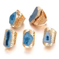 Classic Style Commute Color Block Agate Artificial Gemstones Rings In Bulk sku image 4