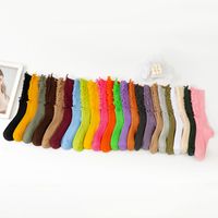 Women's Basic Solid Color Cotton Jacquard Crew Socks A Pair main image 3