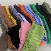 Women's Basic Solid Color Cotton Jacquard Crew Socks A Pair main image 2
