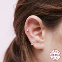 1 Piece Simple Style Commute Square Inlay Sterling Silver Zircon Ear Studs main image 3