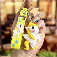 Cartoon Style Unicorn Pvc Silica Gel Unisex Bag Pendant Keychain sku image 2