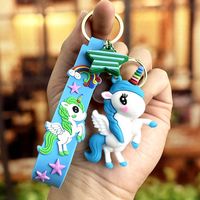 Cartoon Style Unicorn Pvc Silica Gel Unisex Bag Pendant Keychain sku image 1