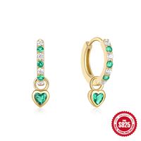1 Pair Simple Style Heart Shape Plating Inlay Sterling Silver Artificial Gemstones Earrings sku image 1