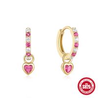 1 Pair Elegant Streetwear Heart Shape Inlay Sterling Silver Zircon Earrings main image 3