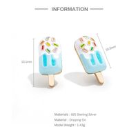 1 Pair Simple Style Ice Cream Enamel Sterling Silver Ear Studs main image 3