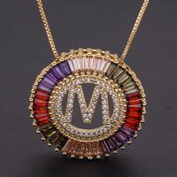 Commute Letter Copper Plating Inlay Zircon Gold Plated Pendant Necklace main image 7