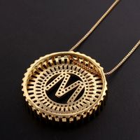 Commute Letter Copper Plating Inlay Zircon Gold Plated Pendant Necklace main image 6