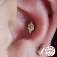 1 Piece Simple Style Water Droplets Inlay Sterling Silver Rhinestones Ear Studs main image 5