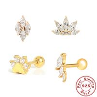 1 Piece Simple Style Water Droplets Inlay Sterling Silver Rhinestones Ear Studs main image 1