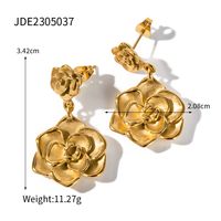 1 Pair Ig Style Rose Plating Stainless Steel 18k Gold Plated Dangling Earrings sku image 1