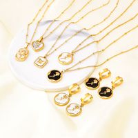 Vintage Style Flower Titanium Steel Plating Inlay Shell Earrings Necklace Jewelry Set main image 5