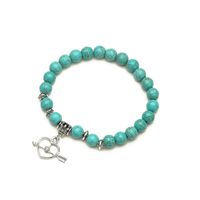 Retro Ethnic Style Animal Heart Shape Mermaid Stainless Steel Turquoise Beaded Inlay Artificial Pearls Bracelets sku image 3
