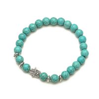 Retro Ethnic Style Animal Heart Shape Mermaid Stainless Steel Turquoise Beaded Inlay Artificial Pearls Bracelets sku image 4