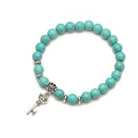 Retro Ethnic Style Animal Heart Shape Mermaid Stainless Steel Turquoise Beaded Inlay Artificial Pearls Bracelets sku image 5