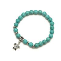Retro Ethnic Style Animal Heart Shape Mermaid Stainless Steel Turquoise Beaded Inlay Artificial Pearls Bracelets sku image 1