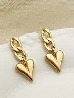 1 Pair IG Style Heart Shape Plating 304 Stainless Steel 14K Gold Plated Drop Earrings main image 1