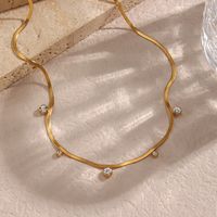 Simple Style Round Stainless Steel Plating Inlay Zircon 18k Gold Plated Necklace main image 3