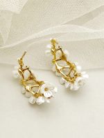 1 Pair Elegant Flower Plating Inlay 304 Stainless Steel Pearl Shell 14K Gold Plated Ear Studs main image 3