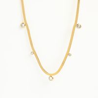 Simple Style Round Stainless Steel Plating Inlay Zircon 18k Gold Plated Necklace sku image 1