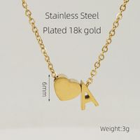 304 Stainless Steel 18K Gold Plated Casual French Style Plating Letter Heart Shape Pendant Necklace sku image 3