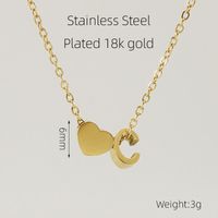 304 Stainless Steel 18K Gold Plated Casual French Style Plating Letter Heart Shape Pendant Necklace sku image 3