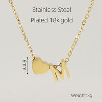 304 Stainless Steel 18K Gold Plated Casual French Style Plating Letter Heart Shape Pendant Necklace sku image 13