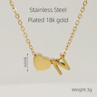 304 Stainless Steel 18K Gold Plated Casual French Style Plating Letter Heart Shape Pendant Necklace sku image 14