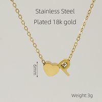304 Stainless Steel 18K Gold Plated Casual French Style Plating Letter Heart Shape Pendant Necklace sku image 17