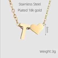 304 Stainless Steel 18K Gold Plated Casual French Style Plating Letter Heart Shape Pendant Necklace sku image 21