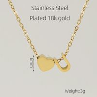 304 Stainless Steel 18K Gold Plated Casual French Style Plating Letter Heart Shape Pendant Necklace sku image 21