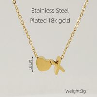 304 Stainless Steel 18K Gold Plated Casual French Style Plating Letter Heart Shape Pendant Necklace sku image 2