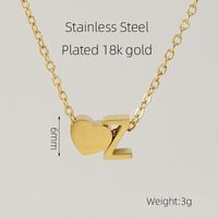 304 Stainless Steel 18K Gold Plated Casual French Style Plating Letter Heart Shape Pendant Necklace sku image 26