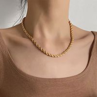 Simple Style Solid Color Titanium Steel Plating 18k Gold Plated Necklace main image 6