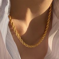 Simple Style Solid Color Titanium Steel Plating 18k Gold Plated Necklace main image 5