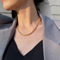 Simple Style Solid Color Titanium Steel Plating 18k Gold Plated Necklace main image 4