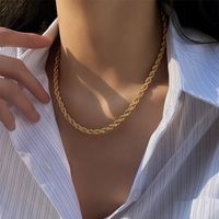 Simple Style Solid Color Titanium Steel Plating 18k Gold Plated Necklace main image 3