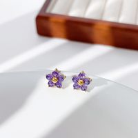1 Pair Fairy Style Elegant Sweet Flower Plating Inlay Stainless Steel Zircon Ear Studs main image 4