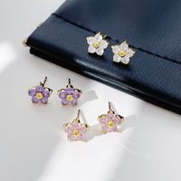 1 Pair Fairy Style Elegant Sweet Flower Plating Inlay Stainless Steel Zircon Ear Studs main image 2
