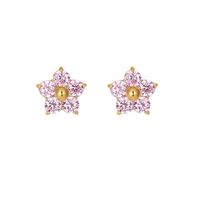 1 Pair Fairy Style Elegant Sweet Flower Plating Inlay Stainless Steel Zircon Ear Studs sku image 2