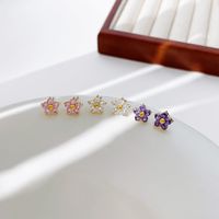 1 Pair Fairy Style Elegant Sweet Flower Plating Inlay Stainless Steel Zircon Ear Studs main image 5