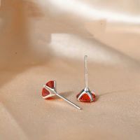 1 Pair Lady Simple Style Geometric Inlay Sterling Silver Birthstone Ear Studs main image 2