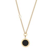 Artistique Style Cool Rond Acier Au Titane Placage Plaqué Or 18k Pendentif Sautoir main image 2