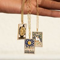 Hip-hop Tarot Stainless Steel Plating Inlay Zircon 18k Gold Plated Pendant Necklace main image 1