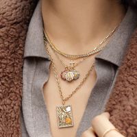 Hip-hop Tarot Stainless Steel Plating Inlay Zircon 18k Gold Plated Pendant Necklace main image 2