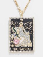 Hip-hop Tarot Stainless Steel Plating Inlay Zircon 18k Gold Plated Pendant Necklace main image 4